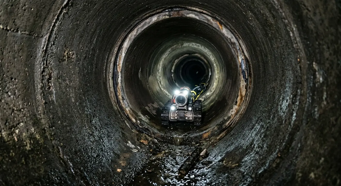 Robotic sewer camera inspecting pipe interior for Sewer Line Repair in St. Matthews